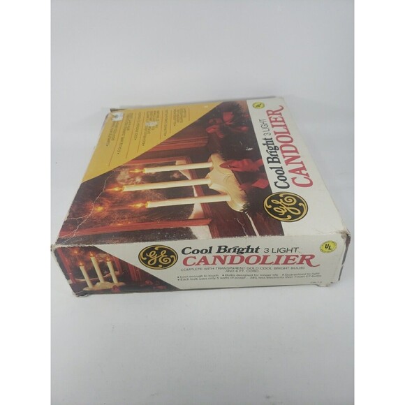 VTG GE Candolier Christmas Candle Sticks General Electric 3 Light Cool Bright - Picture 11 of 16